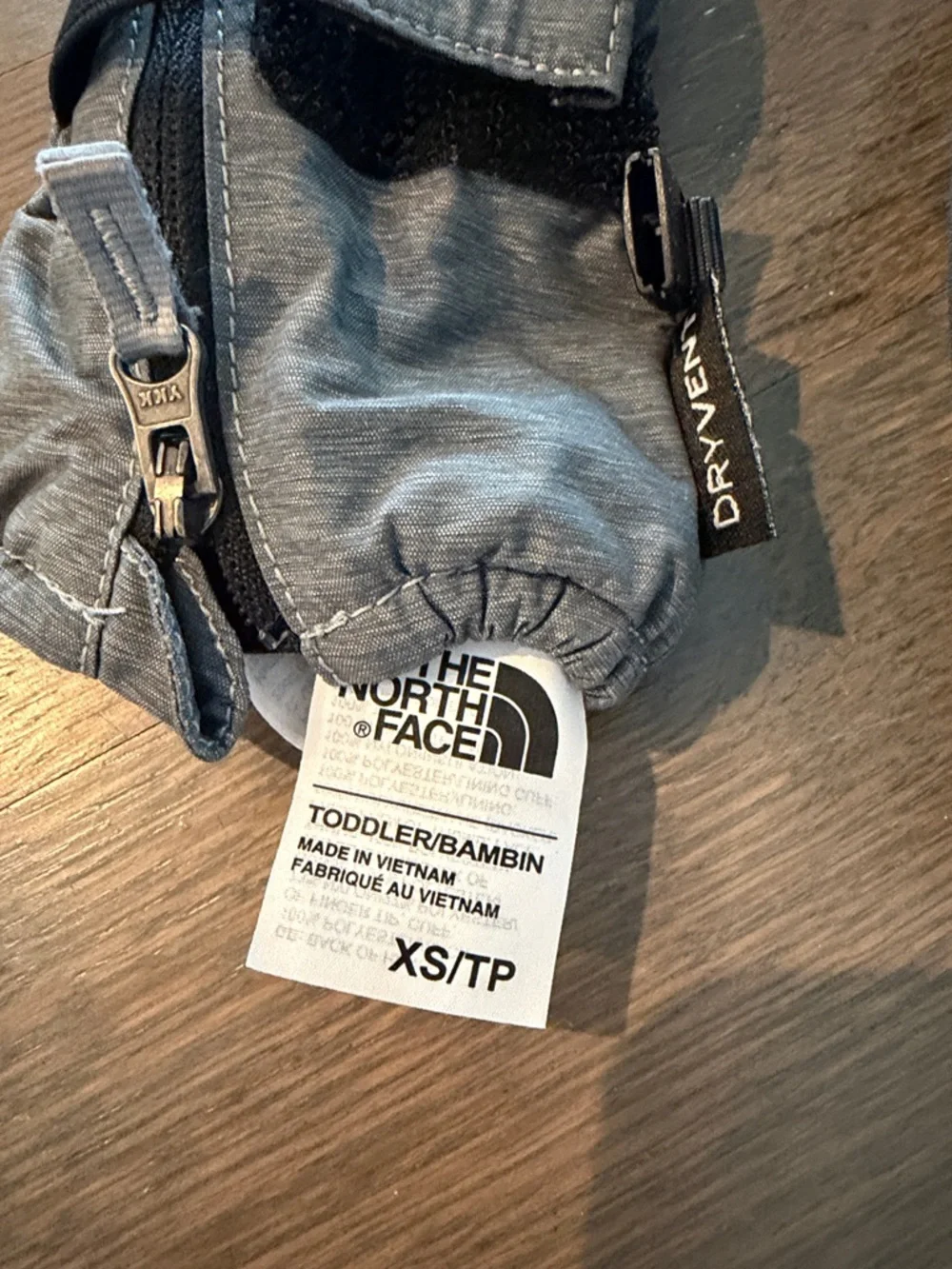 The North Face Grey Kids' Mittens with Zipper